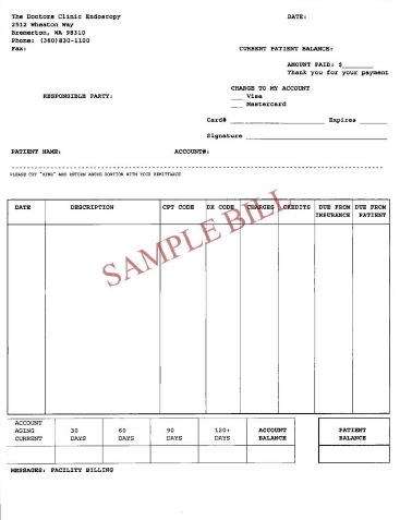 The Doctors Clinic Endoscopy invoice