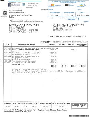 Skagit Regional Clinic invoice