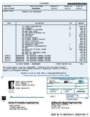 Skagit Valley Hospital invoice