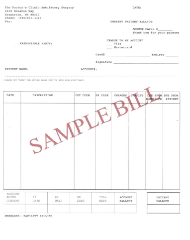 The Doctors Clinic Ambulatory Surgery  Center invoice